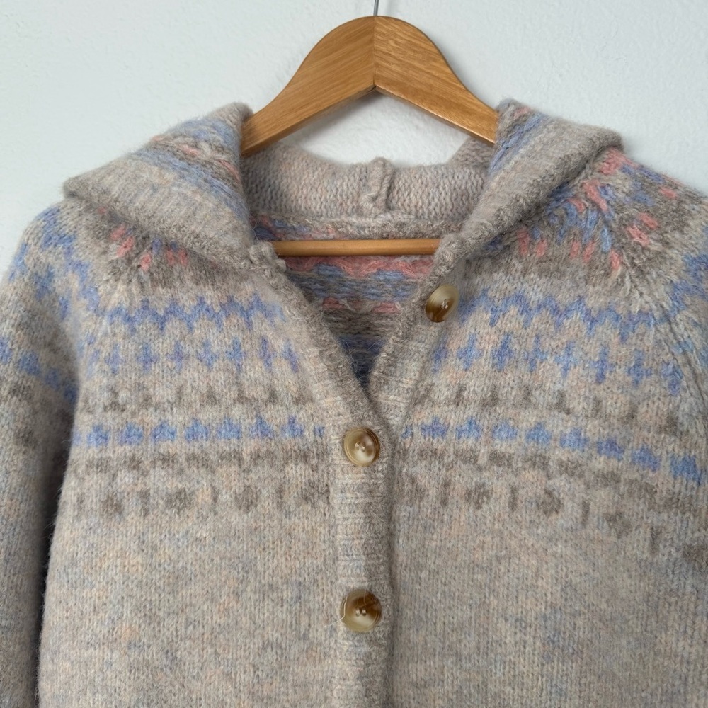 Elegant Gray Patterned Hooded Cardigan cottagecore - Picture 7 of 7